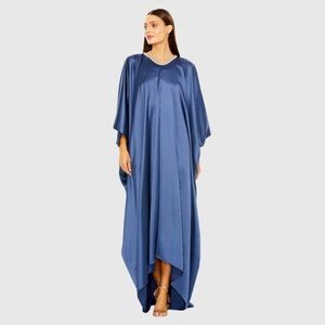 NWT $458 MAC DUGGAL Blue Embellished High Neck Trapeze Gown DRESS 27071